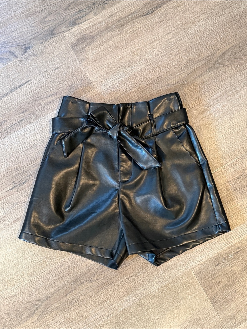 Faux Leather Paperbag Shorts